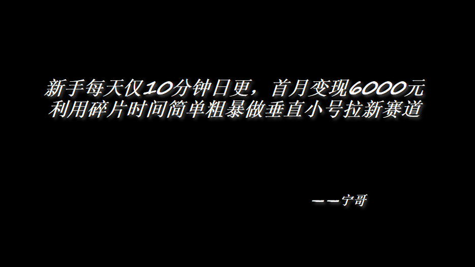 新手每天仅10分钟日更,首月变现6000元——利用碎片时间简单粗暴做垂直小号拉新赛道
